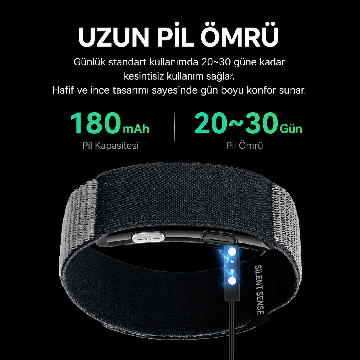 SilentSense® Akıllı Bileklik | Sağlık takibi,Titreşimli Alarm, Uyku Takibi, EKG,Nabız ve Aktivite Takibi