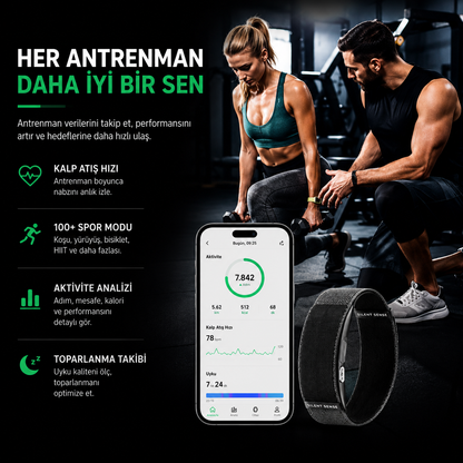 SilentSense® Akıllı Bileklik | Sağlık takibi,Titreşimli Alarm, Uyku Takibi, EKG,Nabız ve Aktivite Takibi